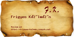 Frigyes Kálmán névjegykártya